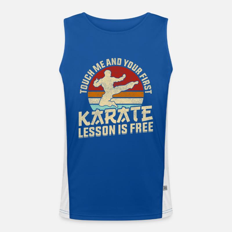 Touch me and your first Karate lesson is free Men's Functional Contrast Tank Top 