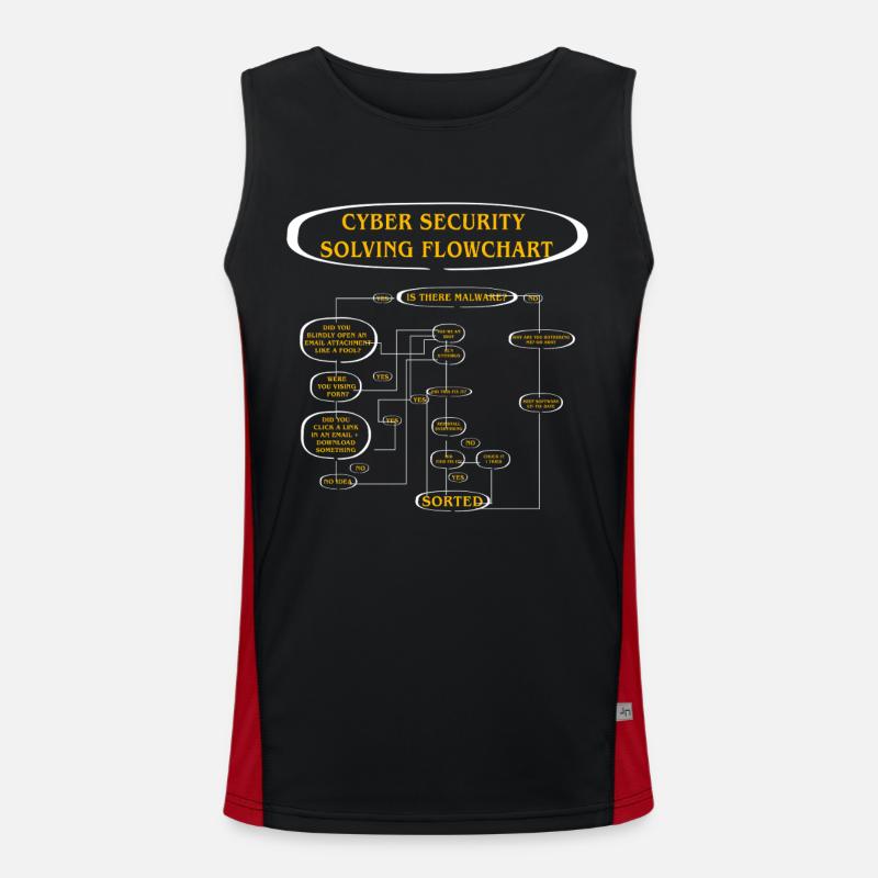 Cyber Security Solving Flowchart - Men's Functional Contrast Tank Top  - black/red
