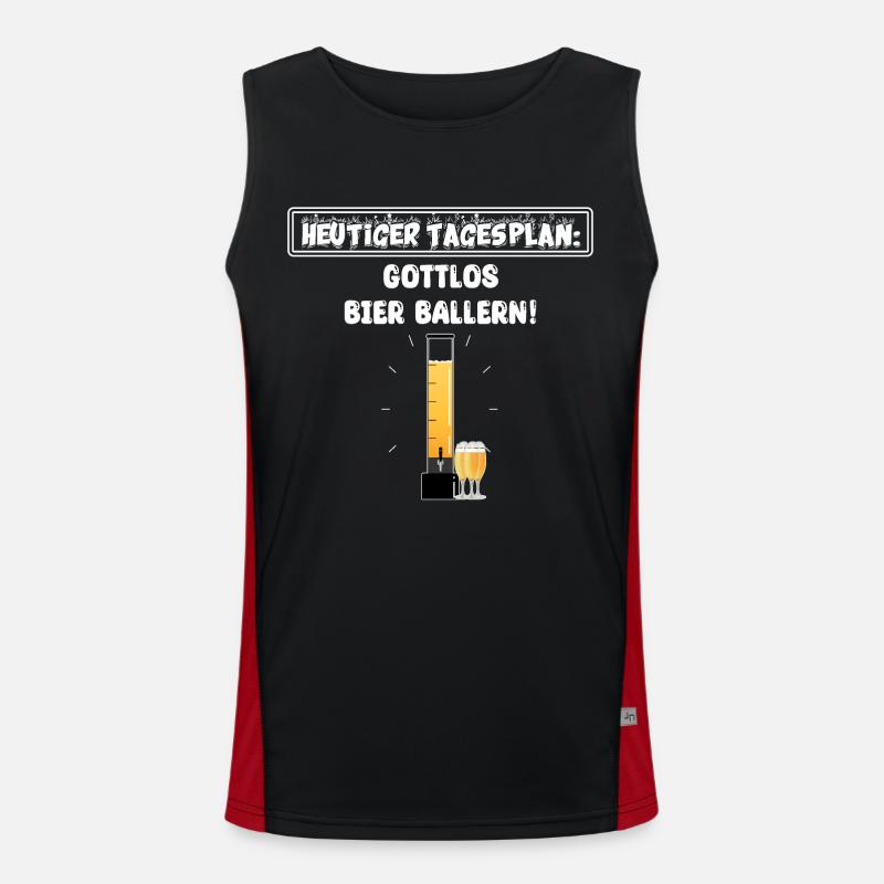 Bier Malle Party Mallorca lustiger Trinkspruch Funktionelles Kontrast-Tank Top für Männer 