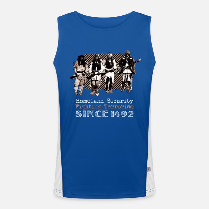 Native Americans Warriors Homeland Security 1492 Funktionelles Kontrast-Tank Top für Männer 