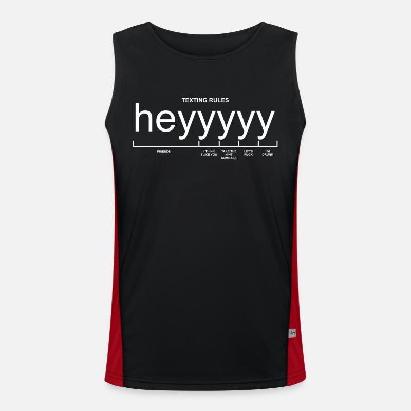 heyyyyy Texting Rules Funny - Men's Functional Contrast Tank Top  - black/red
