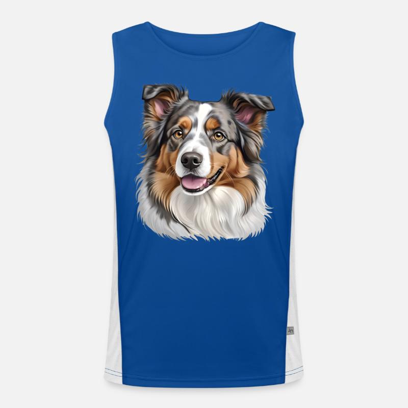 Australian Shepherd Head Men's Functional Contrast Tank Top 