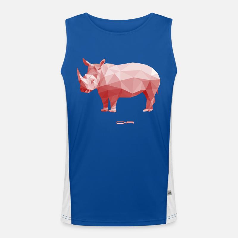 Low Poly Rhino Funktionelles Kontrast-Tank Top für Männer 