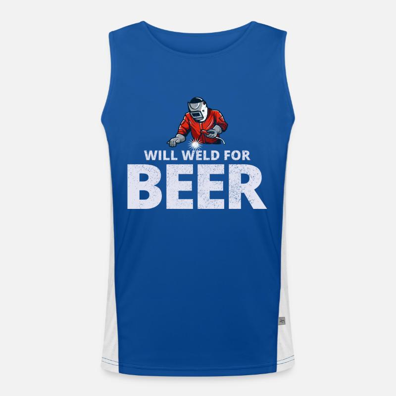Schweißen Schweißer Metallbau Eisenarbeiter Bier Funktionelles Kontrast-Tank Top für Männer 