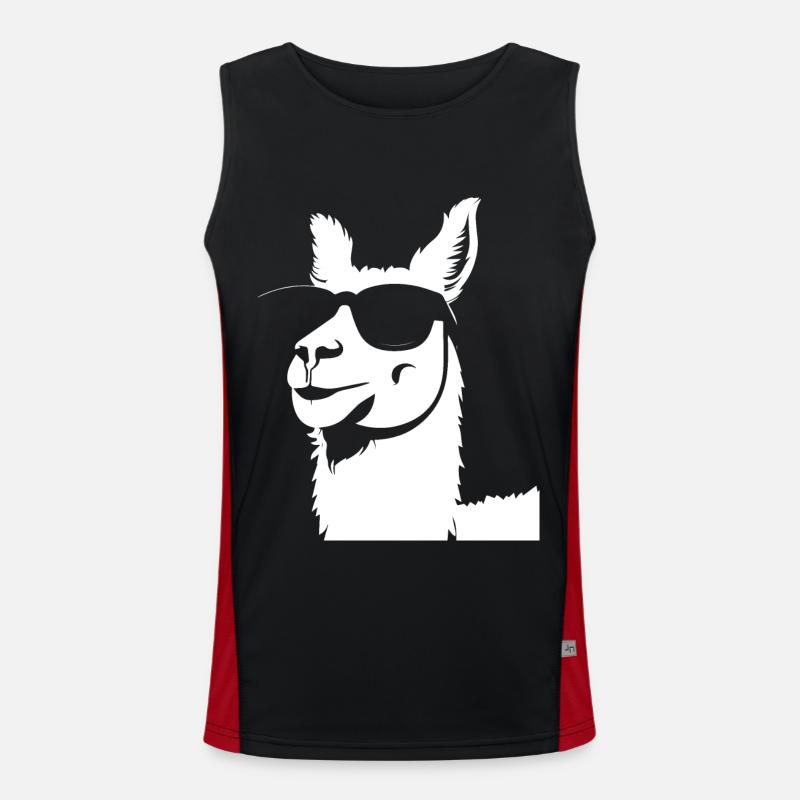 Funny Llama Wearing Sunglasses Cool Llamas Men's Functional Contrast Tank Top 