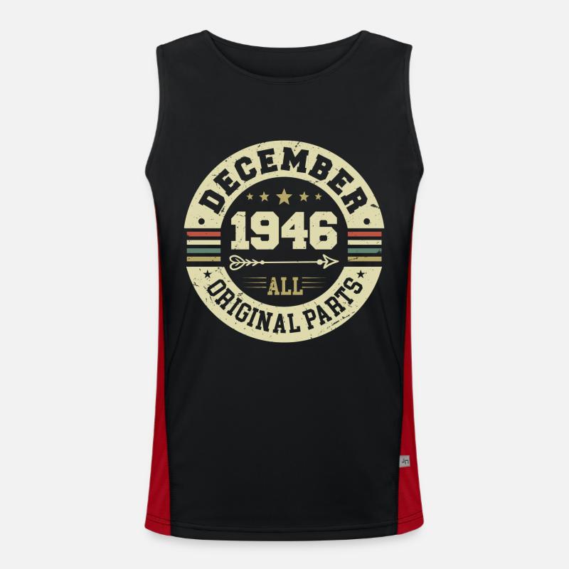 Legends Birthday December 1946 Born Gift Men's Functional Contrast Tank Top 