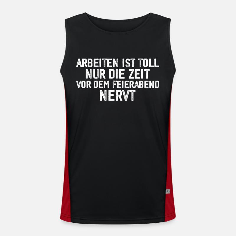 Funny Work Gift - Men's Functional Contrast Tank Top - black/red