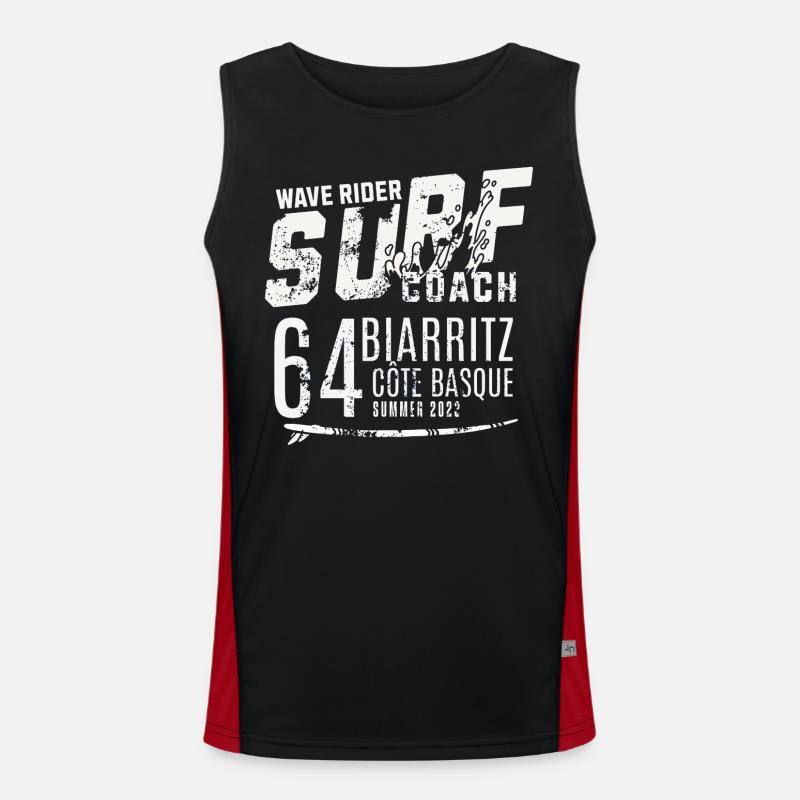 Surf coach wave rider Biarritz - Men's Functional Contrast Tank Top  - black/red