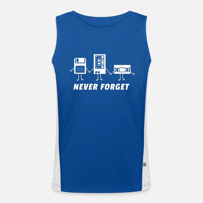 Never forget Kassette Kassetterekorder Disketten Funktionelles Kontrast-Tank Top für Männer 