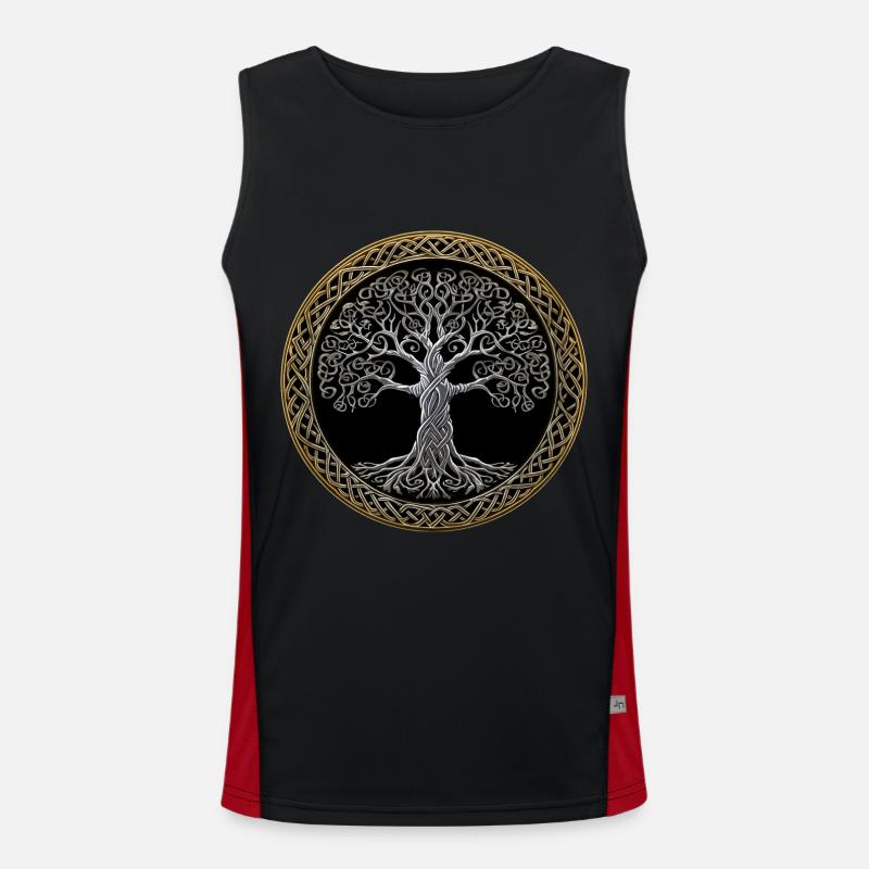 Yggdrasil, tree of life, Celtic symbol Men's Functional Contrast Tank Top 