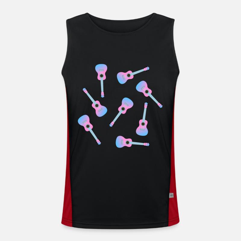 Pink Ukulele - Men's Functional Contrast Tank Top  - black/red