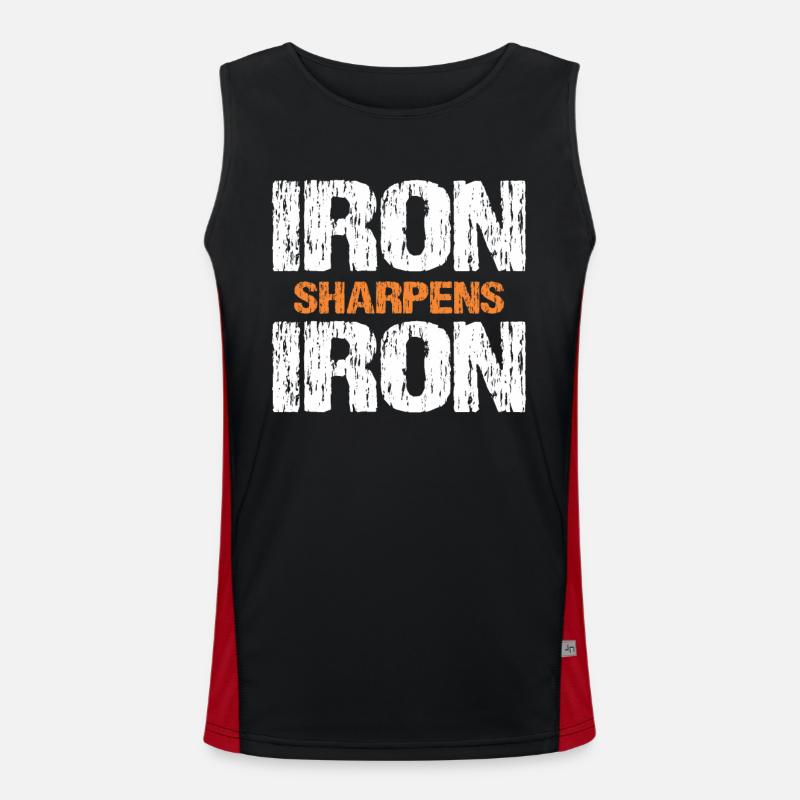 Iron Sharpens Iron Christian Workout Iron Men's Functional Contrast Tank Top 