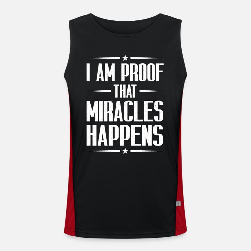 I Am Proof That Miracles Happen Christian Men's Functional Contrast Tank Top 
