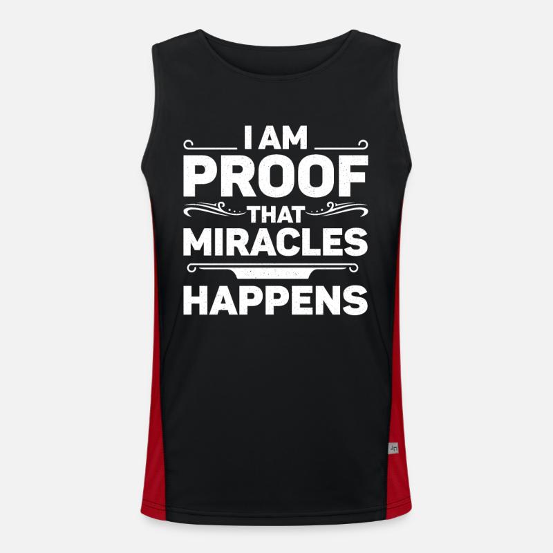 I Am Proof That Miracles Happen Christian Men's Functional Contrast Tank Top 
