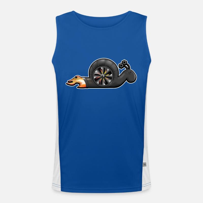 Snail with turbo engine and fire Men's Functional Contrast Tank Top 