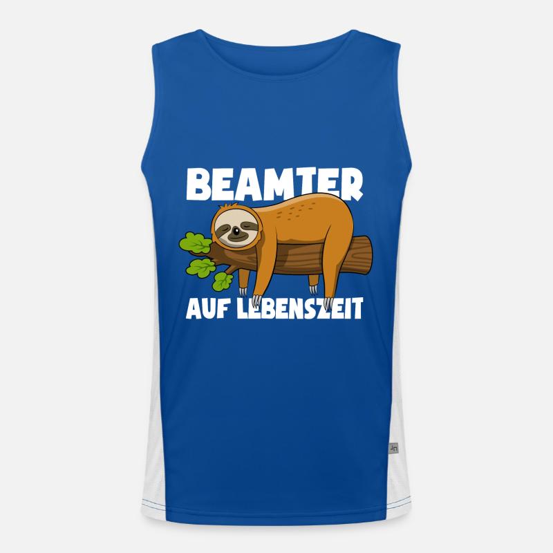 Faultier Beamter auf Lebenszeit - Spruch Funktionelles Kontrast-Tank Top für Männer 