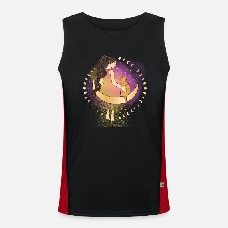 Goddess and her cat - Men's Functional Contrast Tank Top  - black/red