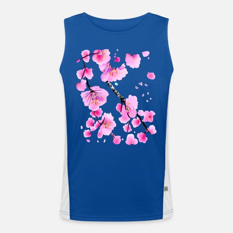 Cherry Blossom Japanese Sakura Men's Functional Contrast Tank Top 