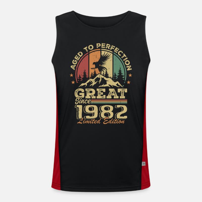 Vintage 1982 Birthday - 1982 Retro Gift Idea Men's Functional Contrast Tank Top 
