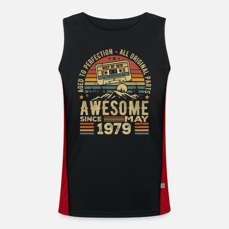 May 1979 Birthday May 1979 Retro Gift Men's Functional Contrast Tank Top 