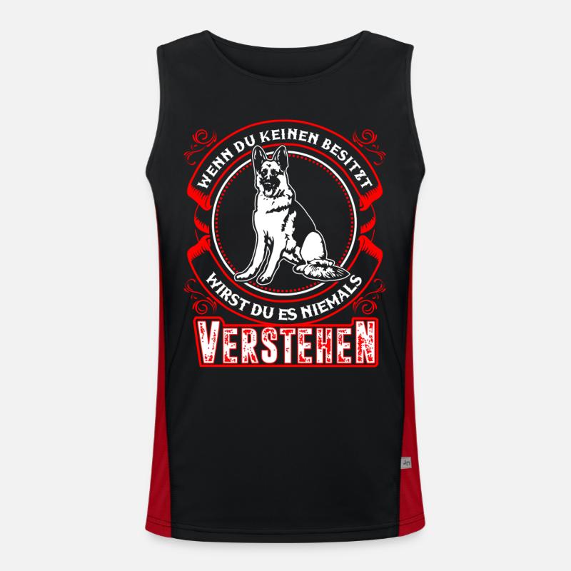 German shepherd dog - Men's Functional Contrast Tank Top  - black/red