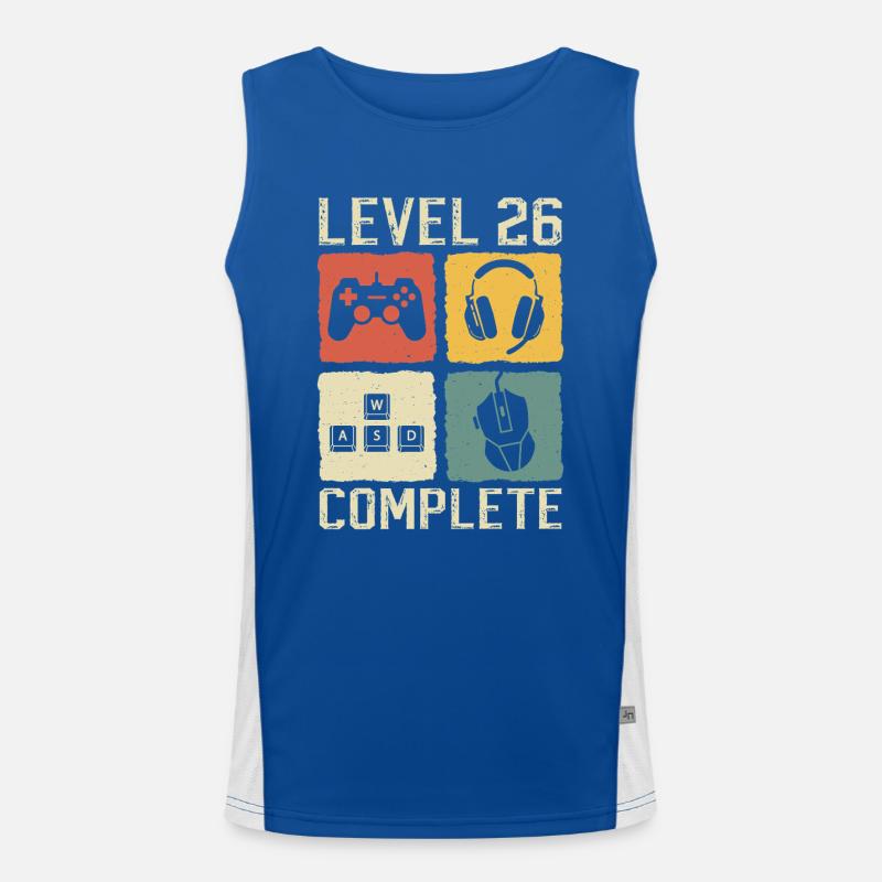 26th Birthday Level 26 Complete Gamer 26 Years Men's Functional Contrast Tank Top 