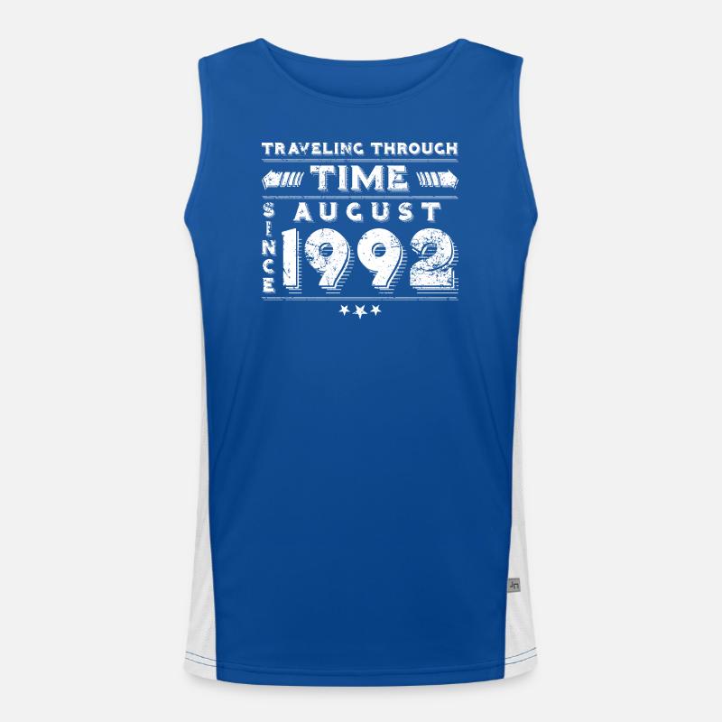 Vintage Zeitreise Geburtstags Design August 1992 Funktionelles Kontrast-Tank Top für Männer 