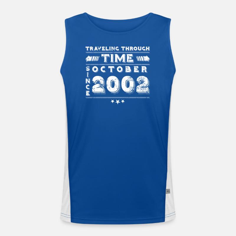 Vintage Zeitreise Geburtstags Design Oktober 2002 Funktionelles Kontrast-Tank Top für Männer 