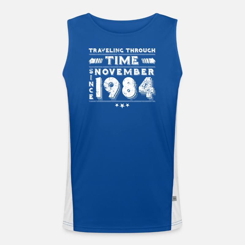 Vintage Zeitreise Geburtstags Design November 1984 Funktionelles Kontrast-Tank Top für Männer 