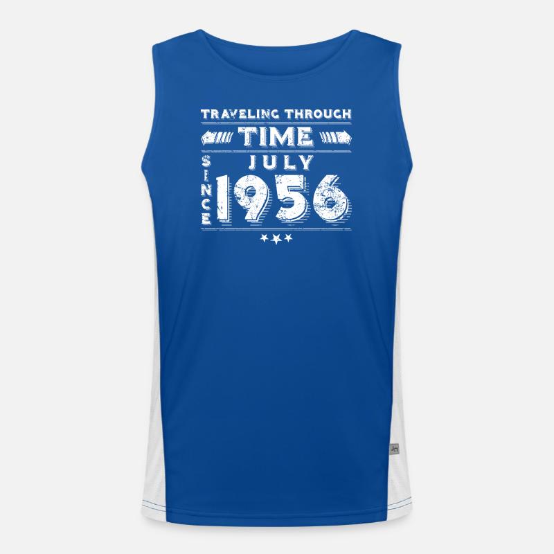 Vintage Zeitreise Geburtstags Design Juli 1956 Funktionelles Kontrast-Tank Top für Männer 