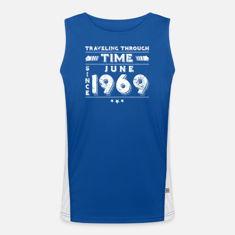 Vintage Zeitreise Geburtstags Design Juni 1969 Funktionelles Kontrast-Tank Top für Männer 