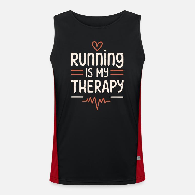 Running is my therapy - Men's Functional Contrast Tank Top  - black/red