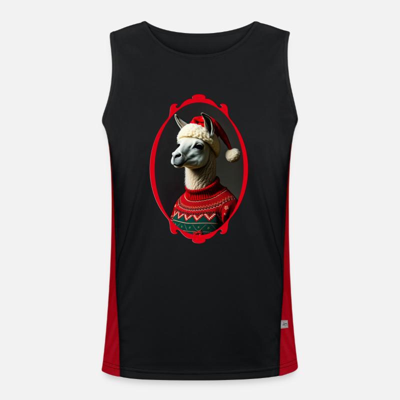 LLama in Nikolausmütze und hässlichem Pullover Funktionelles Kontrast-Tank Top für Männer 
