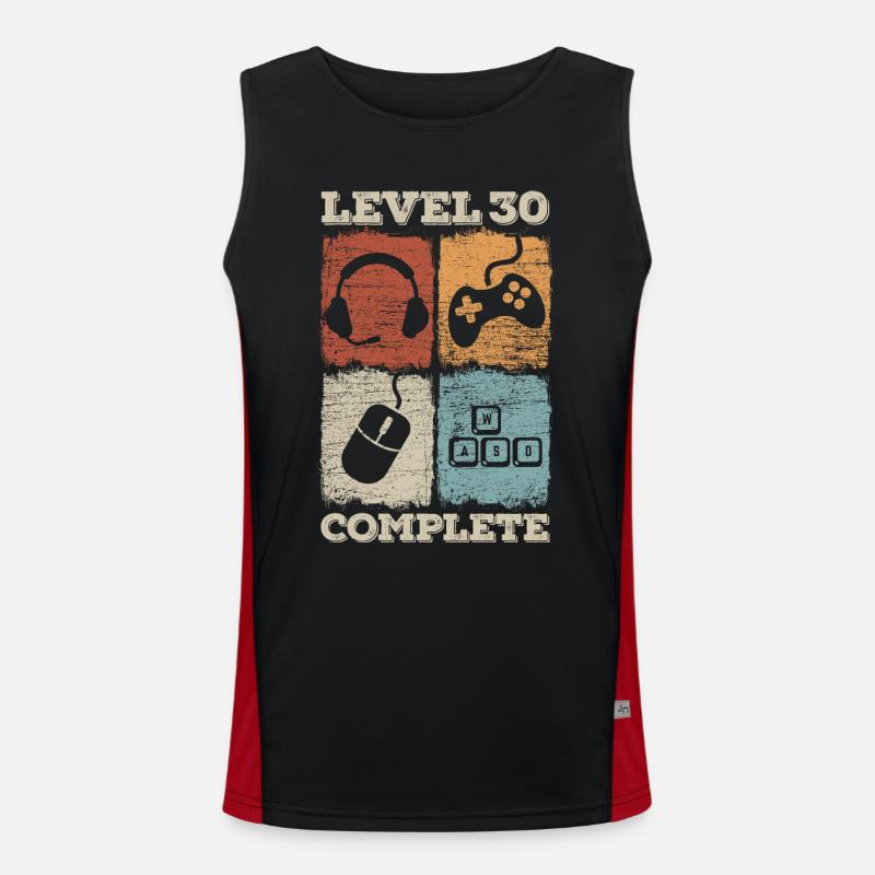 30. Geburtstag Level Complete Gaming Funktionelles Kontrast-Tank Top für Männer 