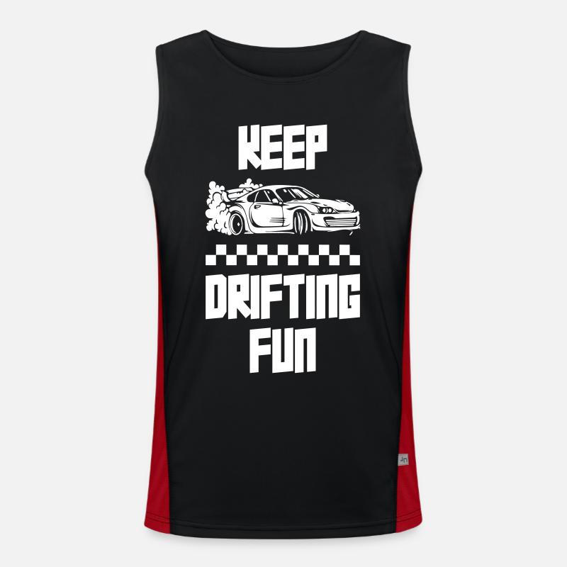Keep Drifting Fun - Men's Functional Contrast Tank Top  - black/red