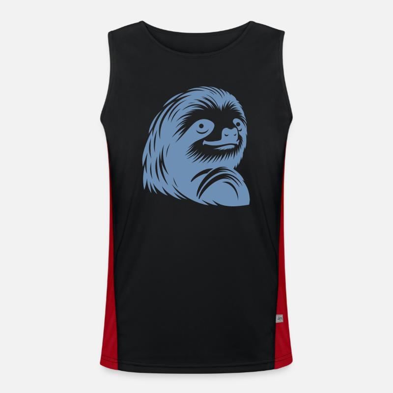 Andächtiges Faultier Gesicht Portrait Silhouette Funktionelles Kontrast-Tank Top für Männer 
