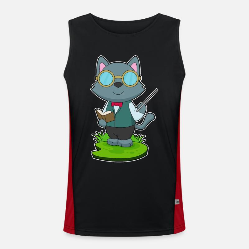 Cat Teacher Pointer - Men's Functional Contrast Tank Top  - black/red