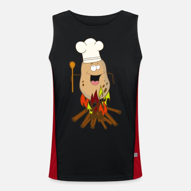 Potato Fried Potato Grill Cook Campfire Men's Functional Contrast Tank Top 