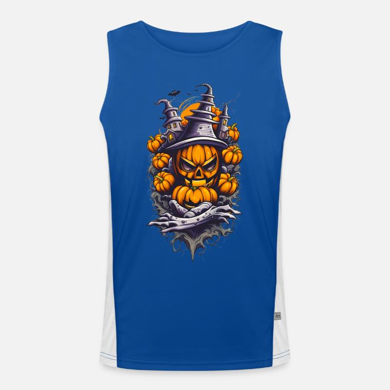 Halloween Villa Pumpkin Head Men's Functional Contrast Tank Top 