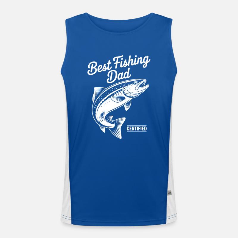 Papa ist der beste Angler mit springender Forelle Funktionelles Kontrast-Tank Top für Männer 