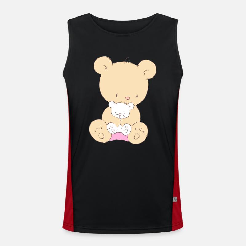 Bear with Teddy Bear - Men's Functional Contrast Tank Top  - black/red