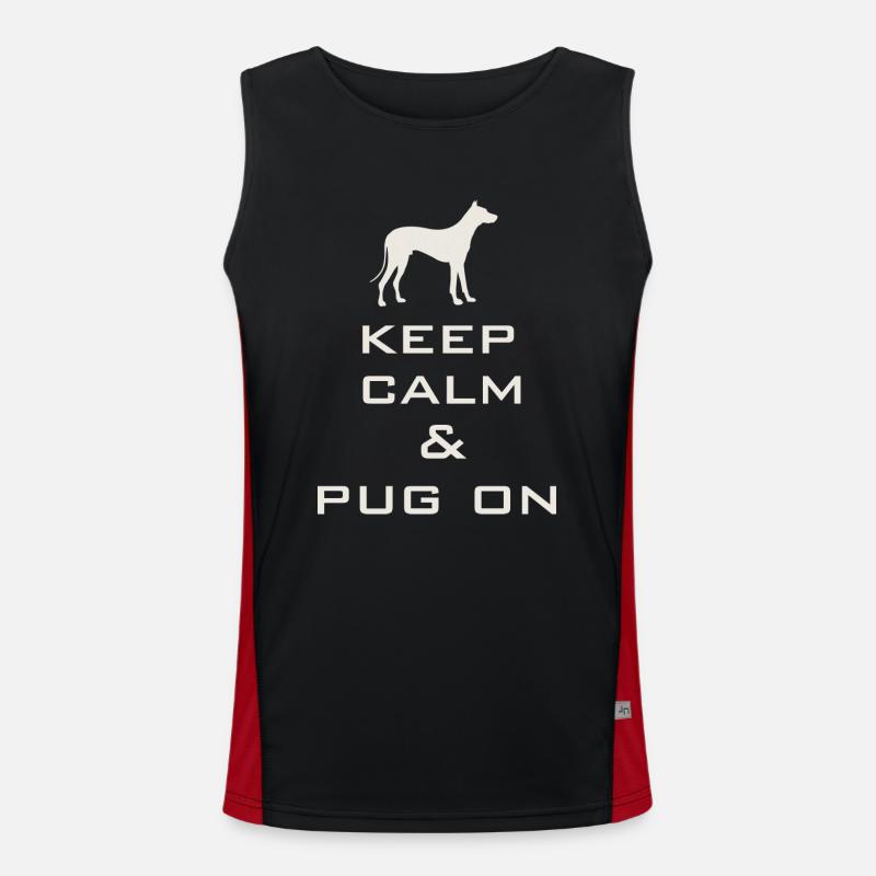 Keep Calm and Pug On - Men's Functional Contrast Tank Top - black/red
