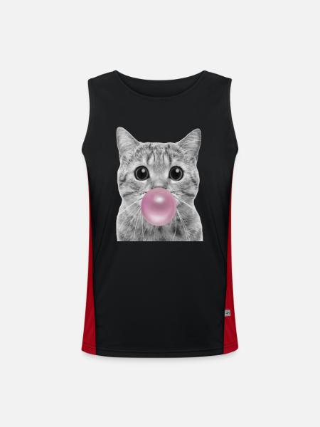 Bubble Cat - Men's Functional Contrast Tank Top - black/red