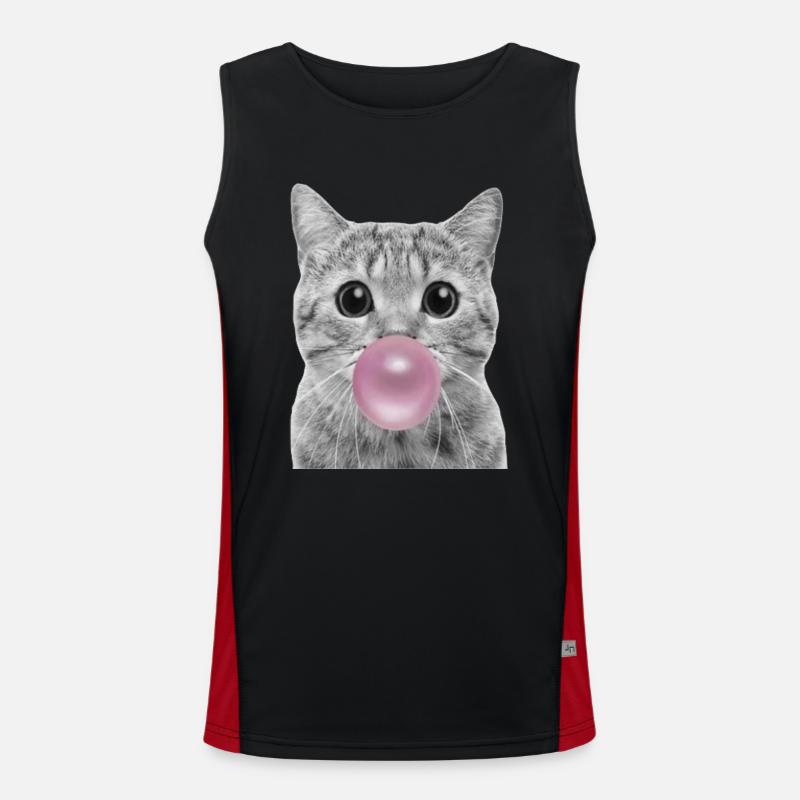 Bubble Cat - Men's Functional Contrast Tank Top  - black/red