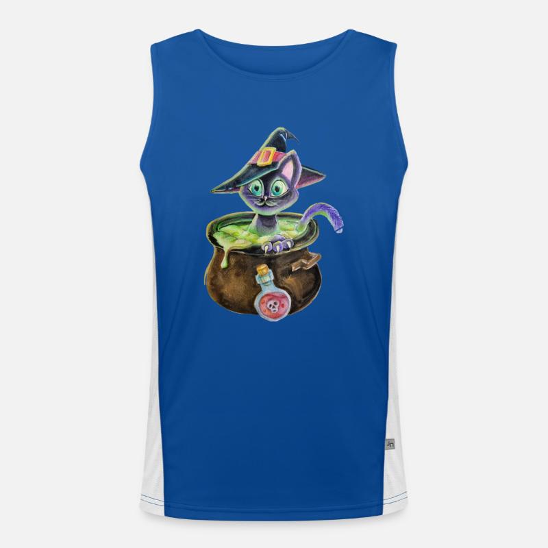 Witch cat in a pot Men's Functional Contrast Tank Top 