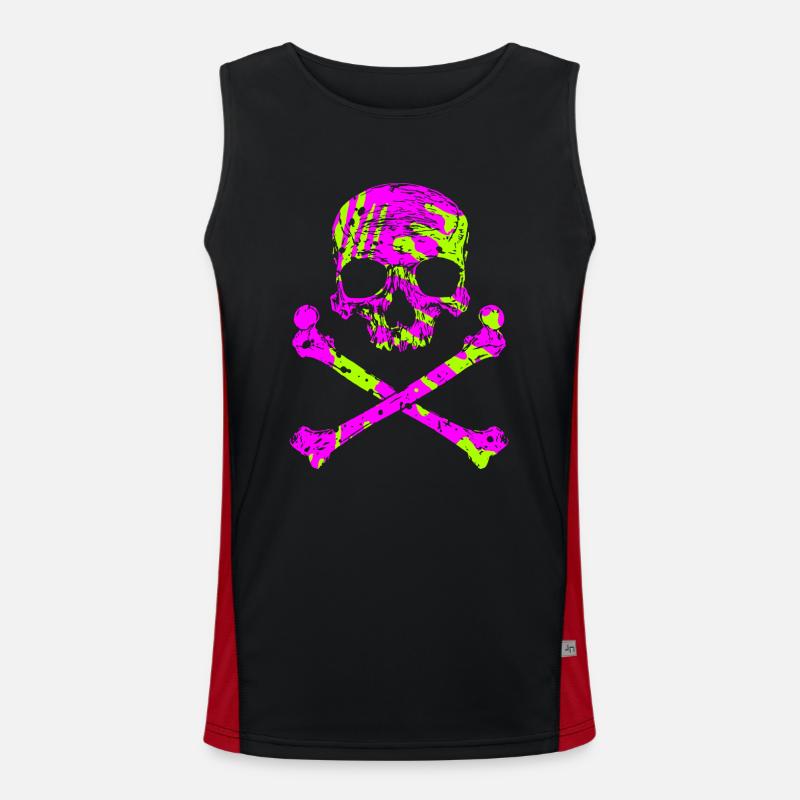 Skull with bone Men's Functional Contrast Tank Top 