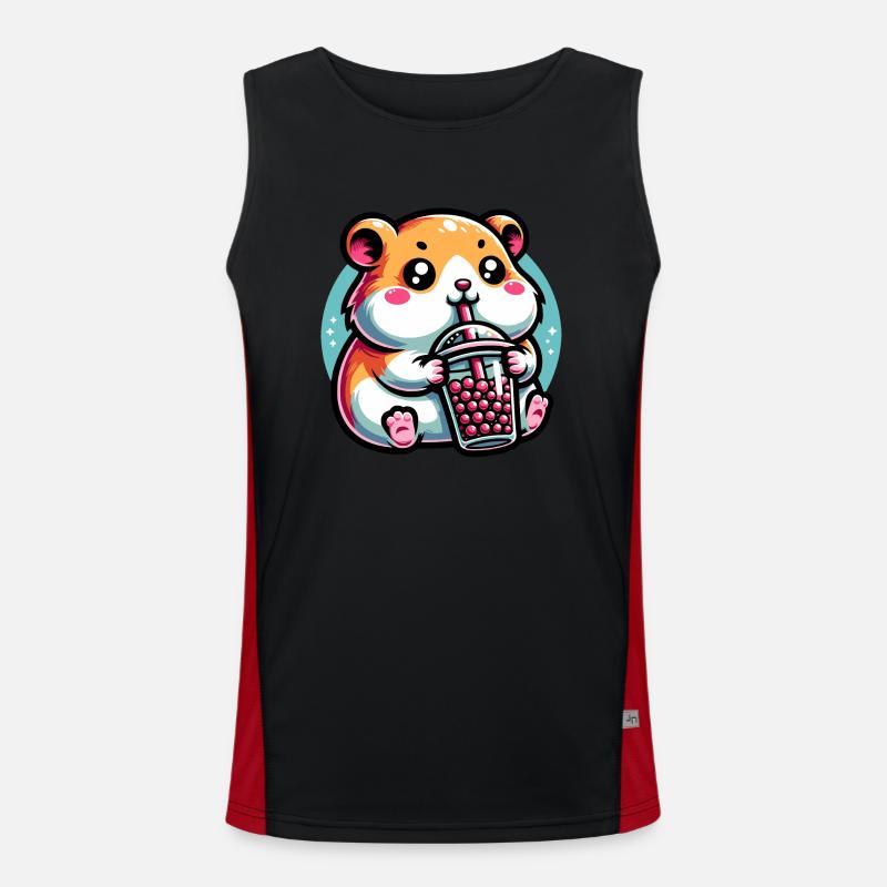 Bubble Tea Hamster Boba Tea Kawaii Geschenk Funktionelles Kontrast-Tank Top für Männer 