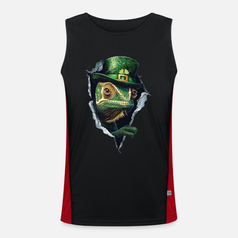 St. Patrick Chamäleon Funktionelles Kontrast-Tank Top für Männer 