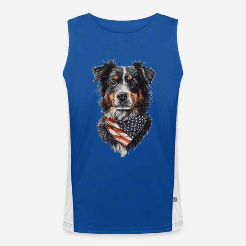 Australischer Schäferhund Funktionelles Kontrast-Tank Top für Männer 