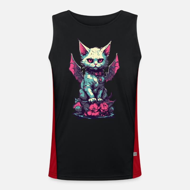 Goth chat vampire démons esthétique Débardeur respirant contrasté Homme 